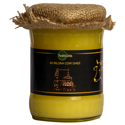 Poshtik Sutra's A2 Buffalo Ghee - Pure indulgence in a glass jar. Experience the richness of Buffalo Bilona Ghee, crafted with care for your culinary delight