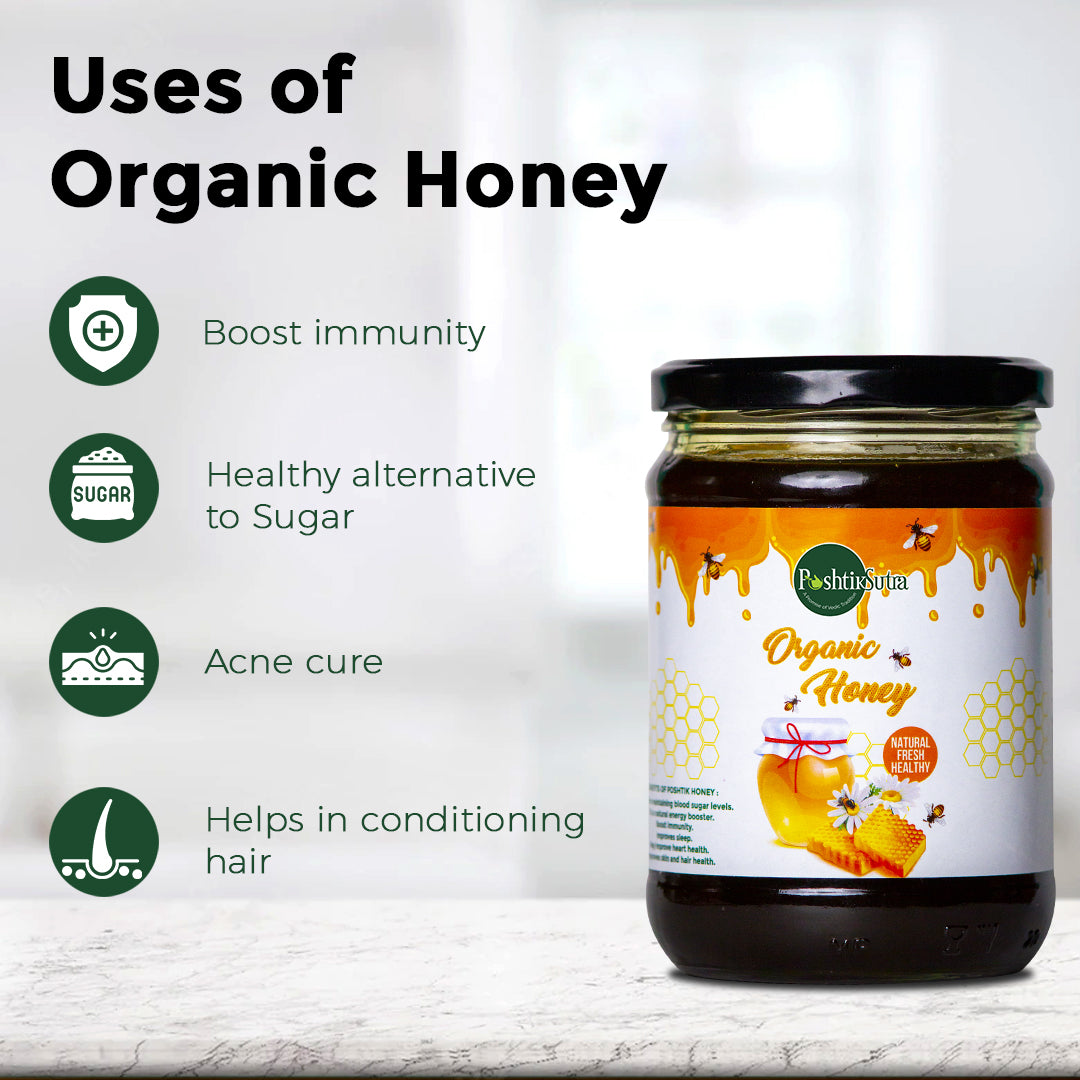 Premium natural raw honey - Unprocessed, 100% pure sweetness, thoughtfully preserved in a glass jar for superior quality