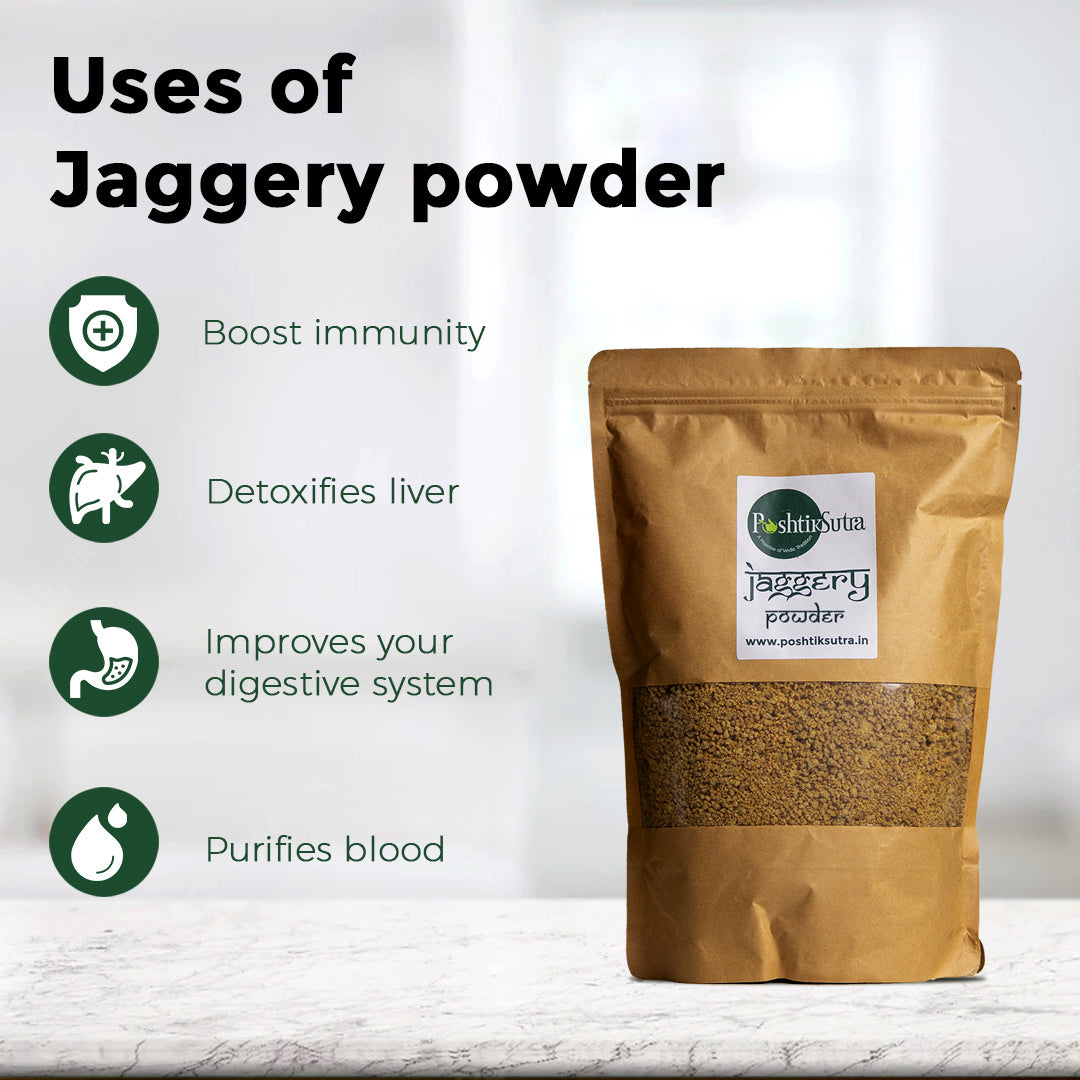 Poshtik Sutra Jaggery Powder - Enjoy pure sweetness with our premium organic jaggery powder, a natural delight for your taste buds