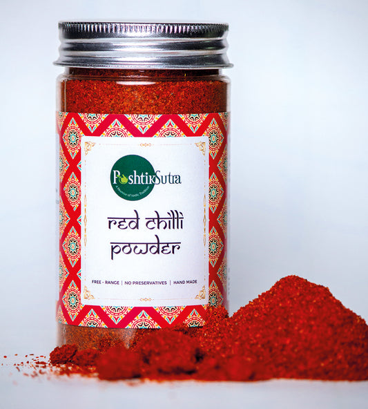 Poshtik Sutra's red chilli powder - Pure, handcrafted, and preservative-free for bold and flavorful cooking.